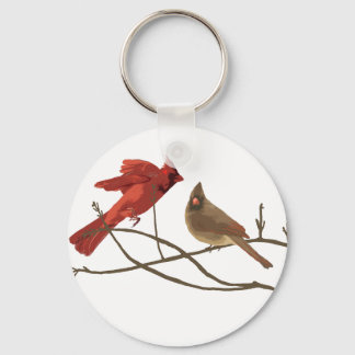 Festive Red Cardinals Key Ring