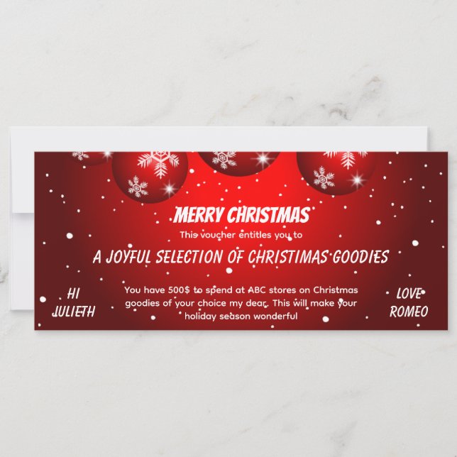 Festive Red Christmas Gift Voucher (Front)