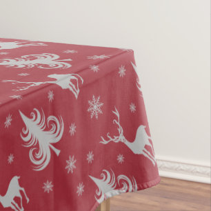 Festive Red Christmas Pattern Tablecloth