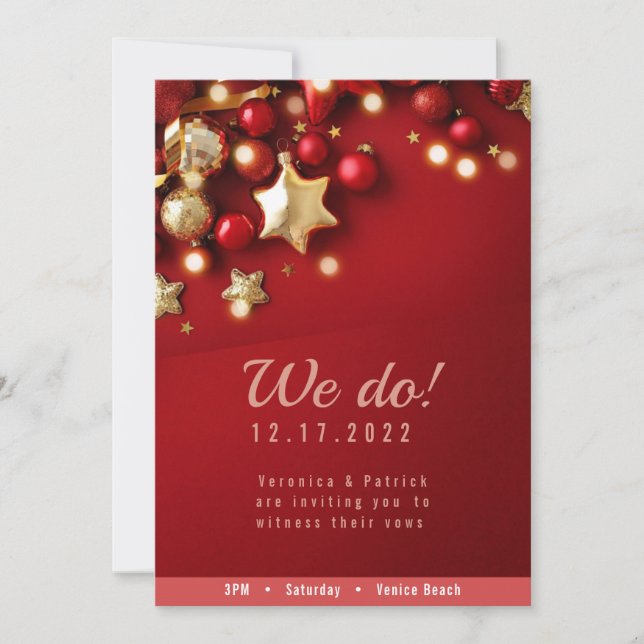Festive Red Christmas Wedding Invitation (Front)
