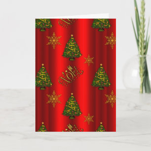 Festive Red Christmas with Gold Noel Card