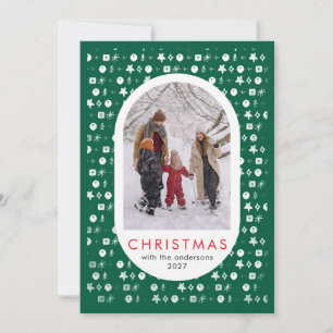 Festive Red Custom Family Photo Christmas Holiday Card