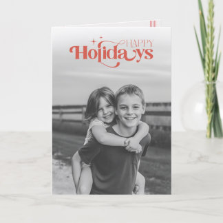 Festive Red Elegant Photo Retro Christmas Holiday Card