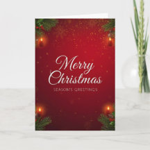 Festive Red & Gold Christmas Greeting Card