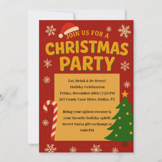 Festive Red & Gold Christmas Party Invitation – Ho
