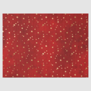 Festive Red & Gold Foil Winter Christmas Stars Tissue Paper