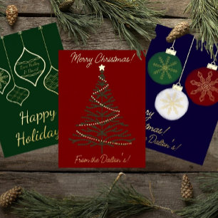 Festive Red & Gold Modern Green Christmas Tree