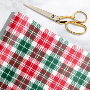 Festive Red Green and White Tartan Christmas Wrapping Paper