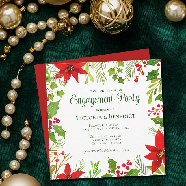 Festive Red Green Christmas Engagement Party Invitation (Creator Uploaded)