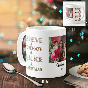 Festive Red Green Christmas Typography 1 Photo Coffee Mug