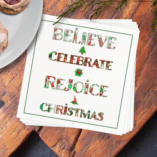 Festive Red Green Christmas Typography Napkin (Creator Uploaded)
