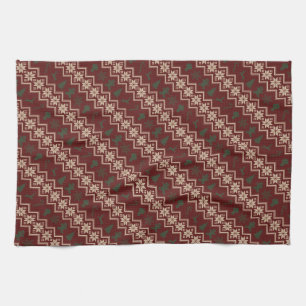 Festive Red, Green & Cream Cosy Christmas Pattern Tea Towel