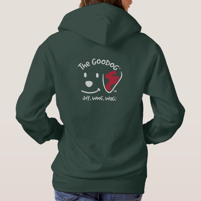 Festive Red & Green Goodog Holiday Joy. Woof. Wag™ Hoodie (Back)