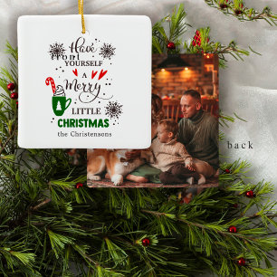 Festive Red Green Have A Merry Little Christmas Ceramic Ornament