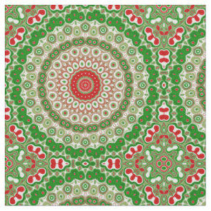 Festive Red & Green Mandala with Holiday Symmetry Fabric