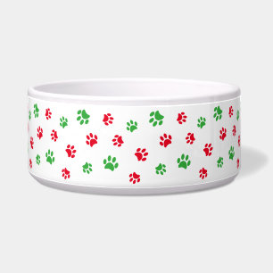Festive Red Green Paw Prints Large Christmas Pet