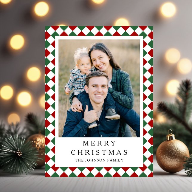 Festive Red Green Photo Christmas Holiday Card (Festive Red Green Photo Christmas Holiday Card)