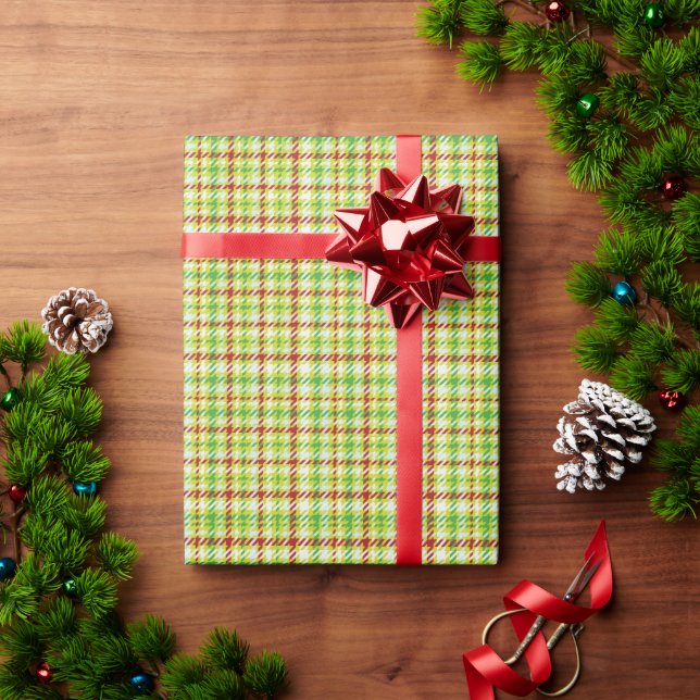 Festive Red Green Plaid Stripes Holiday Pattern Wrapping Paper (Holiday Gift)