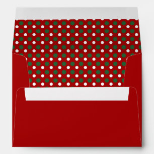 Festive Red Green Polka Dots Pattern Christmas Envelope