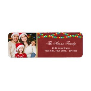 Festive Red Holiday String Lights Custom Photo