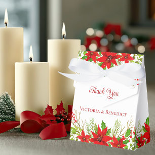 Festive Red Holiday Wedding Personalized Favour Box