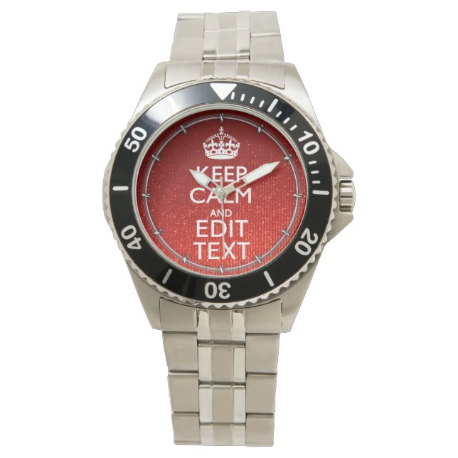 Festive Red Keep Calm for Your Text Watch (Front)