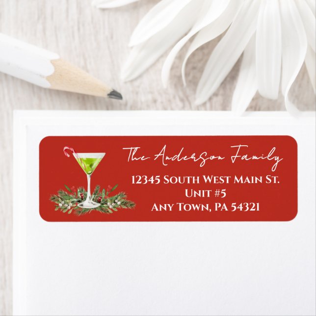 Festive Red Martini and Mistletoe Holiday Mailing (Insitu)