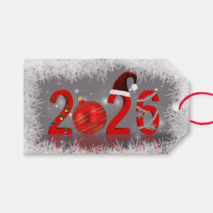 Festive Red Merry Christmas 2026 New Year Gift Tags