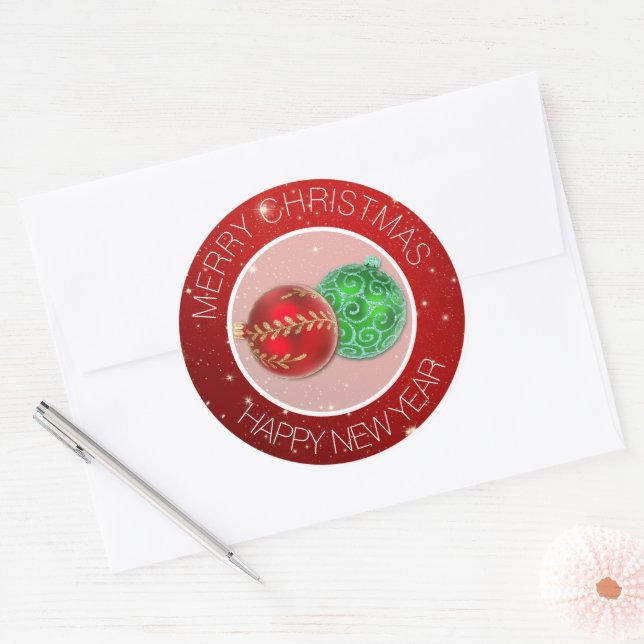 Festive Red Merry Christmas Envelope Seals (Envelope)