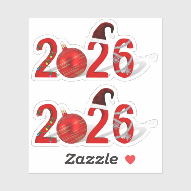 Festive Red Merry Christmas New Year 2026 (Sheet)