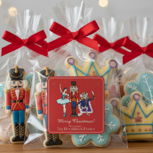 Festive Red Merry Christmas Nutcracker Ballet Square Sticker