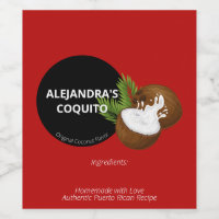 Festive Red Modern Coconut Splash Coquito Bottle