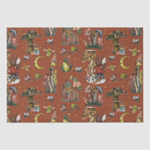 Festive Red Mushrooms Cottagecore Merry Christmas  Tissue Paper