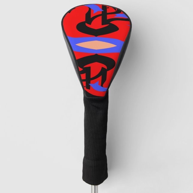 Festive Red Native Indian and Japanese Art Blend Golf Head Cover (Front)