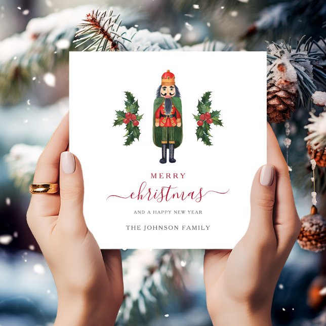 Festive Red Nutcracker Merry Christmas Holiday Card (Festive Red Nutcracker Merry Christmas Holiday Card)