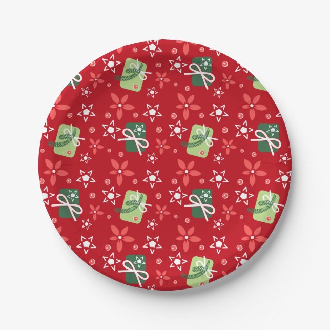 Festive Red Paper Plate (Front)