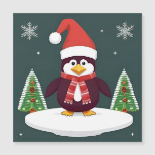 Festive Red Penguin in Santa Hat