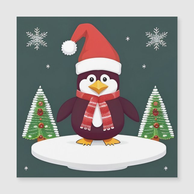Festive Red Penguin in Santa Hat (Front)