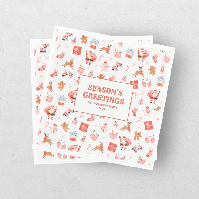 Festive Red Pink Christmas Napkin (Creator Uploaded)