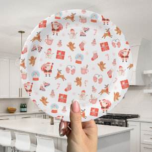 Festive Red Pink Christmas Paper Plate
