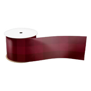 Festive Red Plaid Check Pattern Rustic Farmhouse Satin Ribbon
