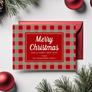 Festive Red Plaid Christmas  Holiday Card