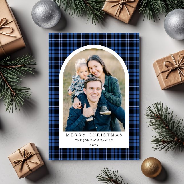 Festive Red Plaid Photo Christmas Holiday Card (Festive Red Plaid Photo Christmas Holiday Card)