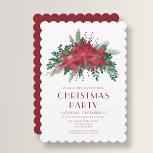 Festive Red Poinsettia Christmas Party Invitation