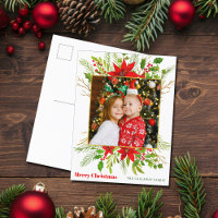 Festive Red Poinsettia Floral Christmas Kids Photo
