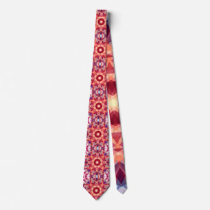 Festive Red Purple Yellow Geometric Christmas Star Tie