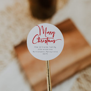 Festive Red Script Merry Christmas Envelope Seals