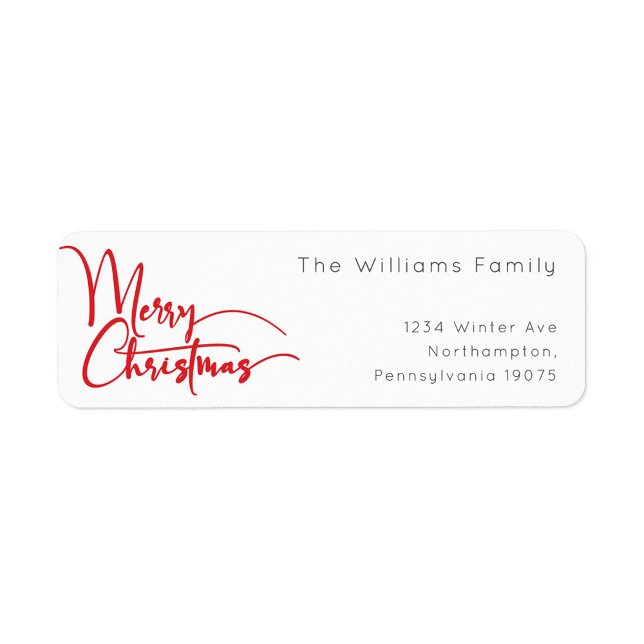 Festive Red Script Merry Christmas Return Address (Creator Uploaded)
