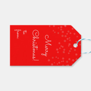 Festive Red Script Merry Christmas To and From Gift Tags