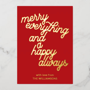 Festive Red Script Merry Everything Christmas Gold